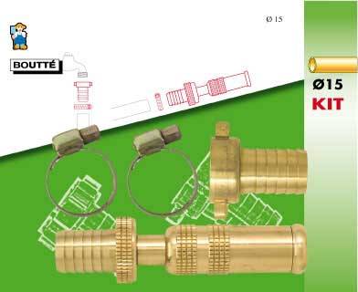 Kit d'arrosage 3 pièces pour tuyau Ø15 Boutté