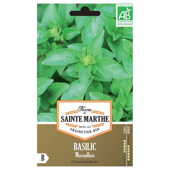Basilic Marseillais Bio - Ferme de Sainte Marthe le sachet de 100 graines environ (0.23g)