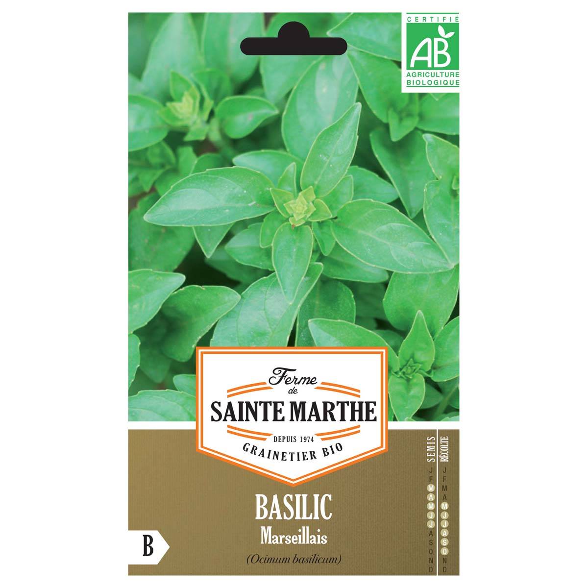Basilic Marseillais Bio - Ferme de Sainte Marthe le sachet de 100 graines environ (0.23g)