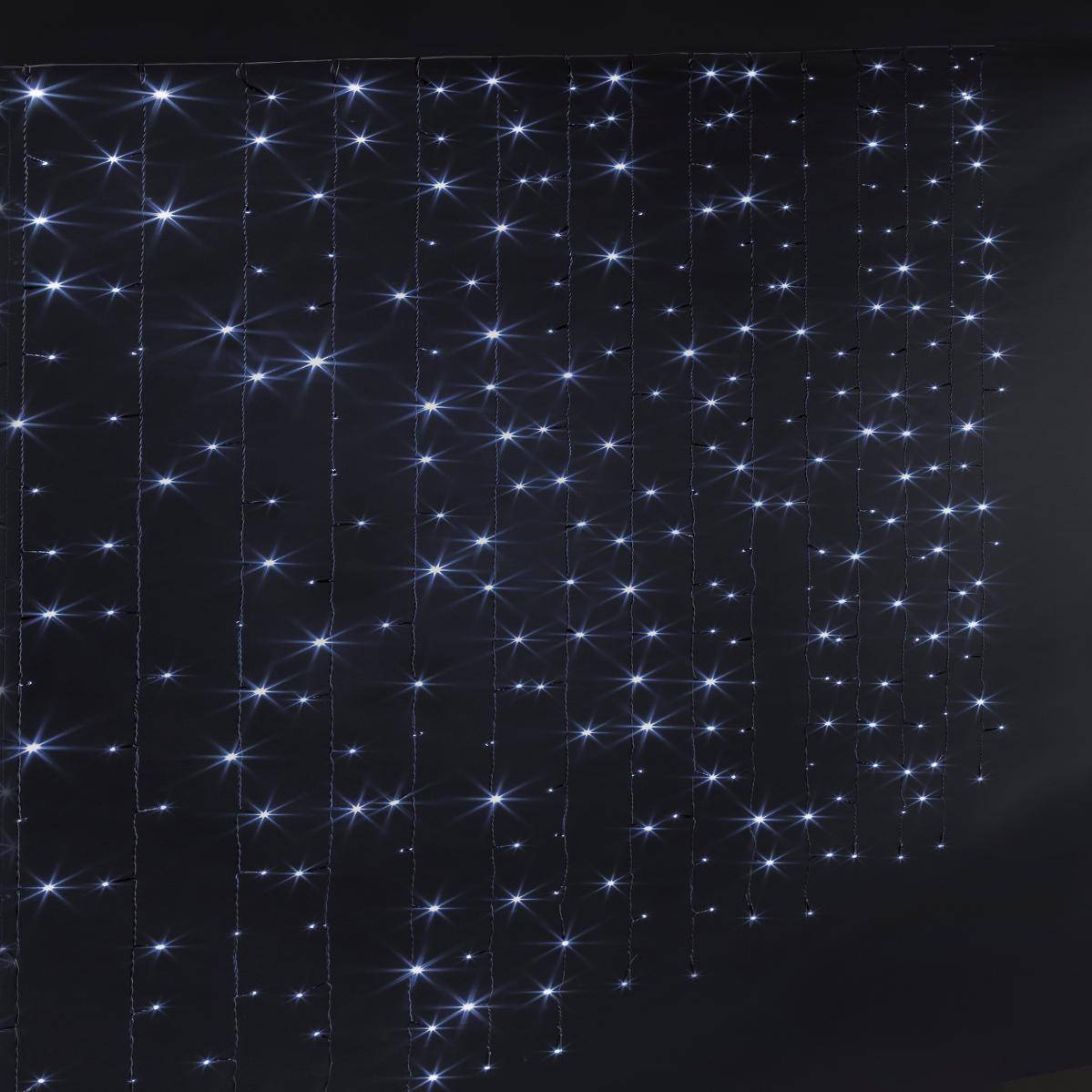 Fééric Lights & Christmas - Rideau de façade lumineux 150 LED programmable 1 m extérieur blanc froid FEERIC LIGHTS & CHRISTMAS