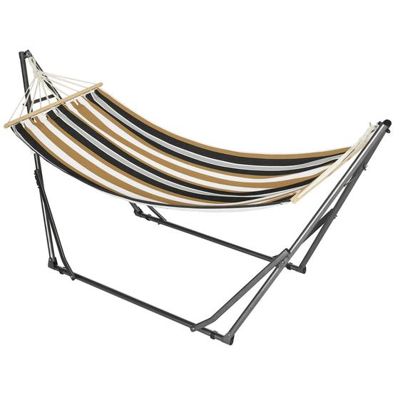 Hamac de jardin pliable acier et coton multicolore 270 x 100 x 94 cm - PANGIVO - Image 1