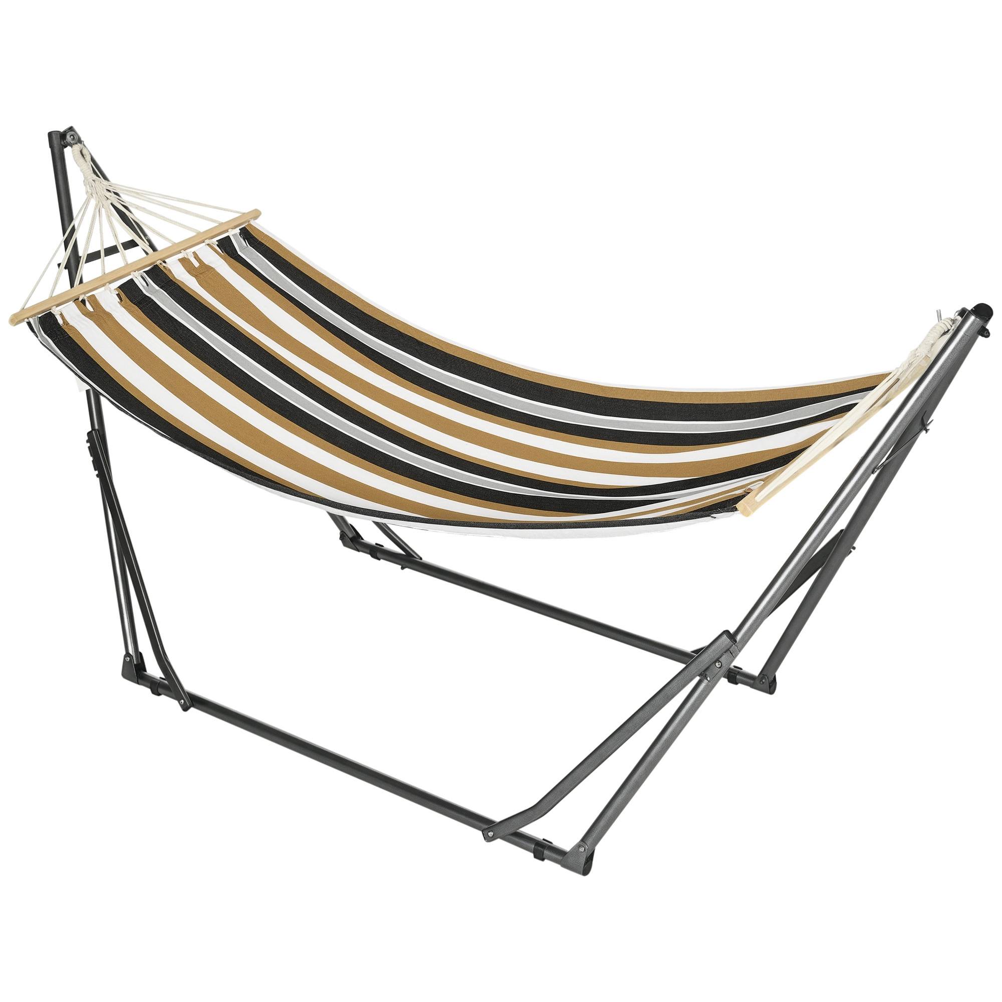Hamac de jardin pliable acier et coton multicolore 270 x 100 x 94 cm - PANGIVO - Image 1