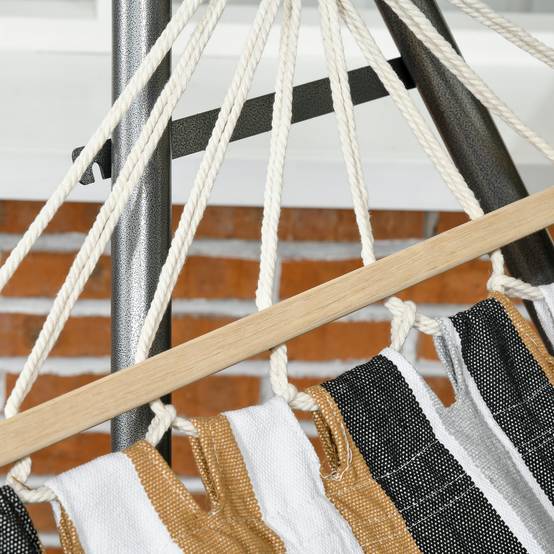Hamac de jardin pliable acier et coton multicolore 270 x 100 x 94 cm - PANGIVO - Image 10
