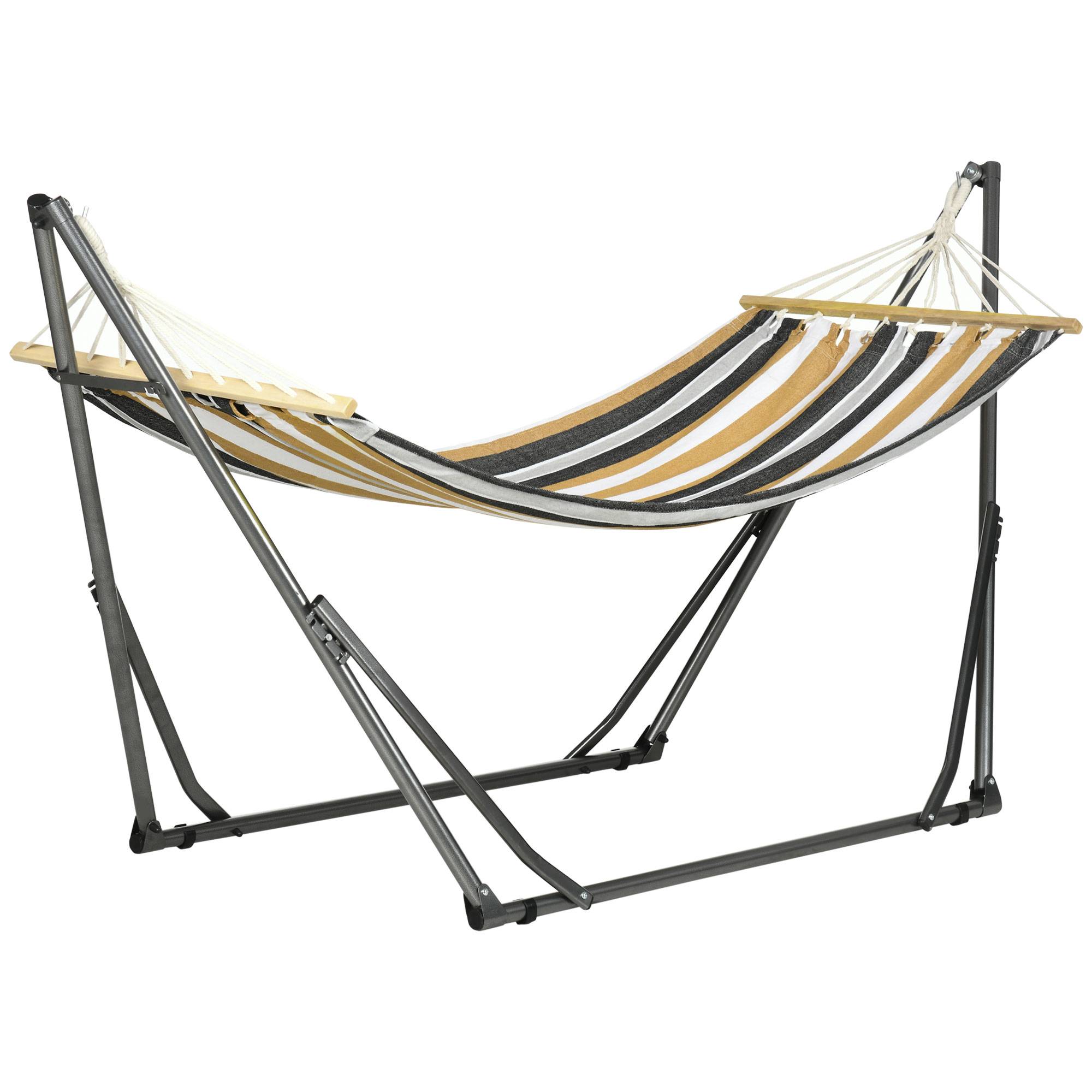 Hamac de jardin pliable acier et coton multicolore 270 x 100 x 94 cm - PANGIVO - Image 2