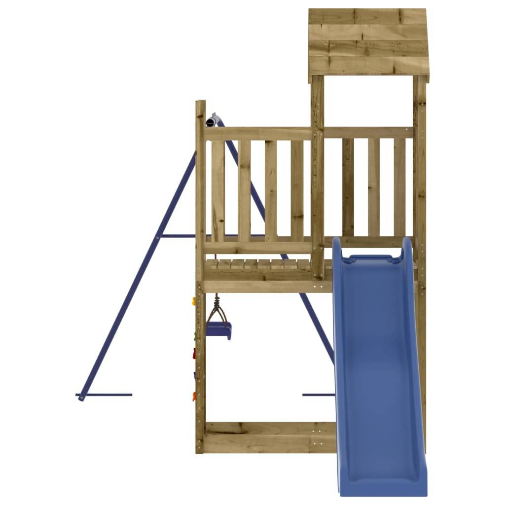 Helloshop26 - Aire de jeux d'extérieur escalade balançoires toboggan portiques robuste jeux jardin 424 x 186 x 214 cm bois de pin imprégné - Imagen 3