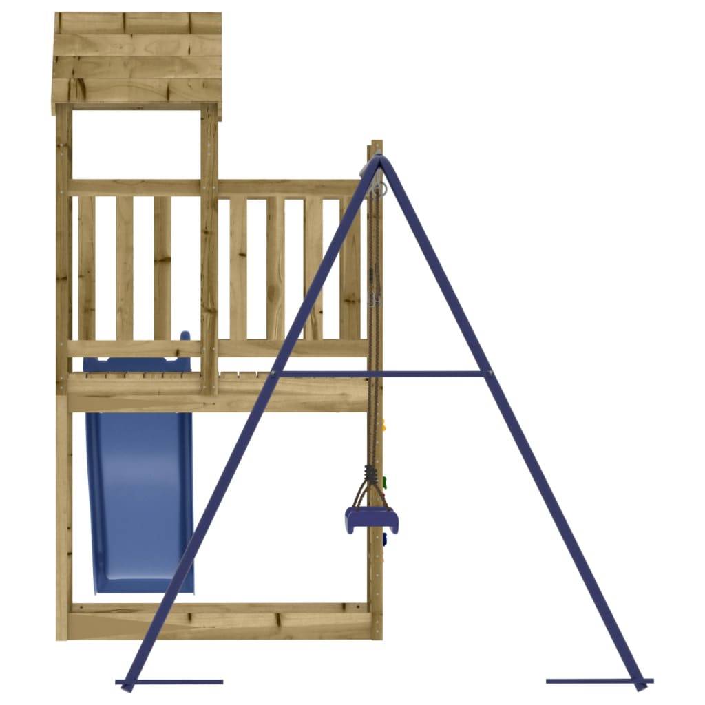 Helloshop26 - Aire de jeux d'extérieur escalade balançoires toboggan portiques robuste jeux jardin 424 x 186 x 214 cm bois de pin imprégné - Imagen 4