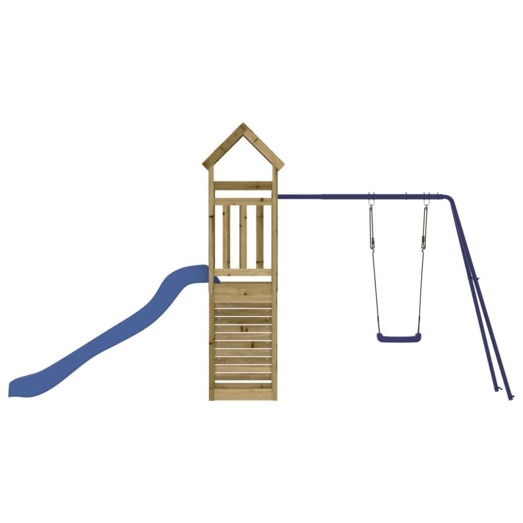 Helloshop26 - Aire de jeux d'extérieur escalade balançoires toboggan portiques robuste jeux jardin 424 x 186 x 214 cm bois de pin imprégné - Imagen 5