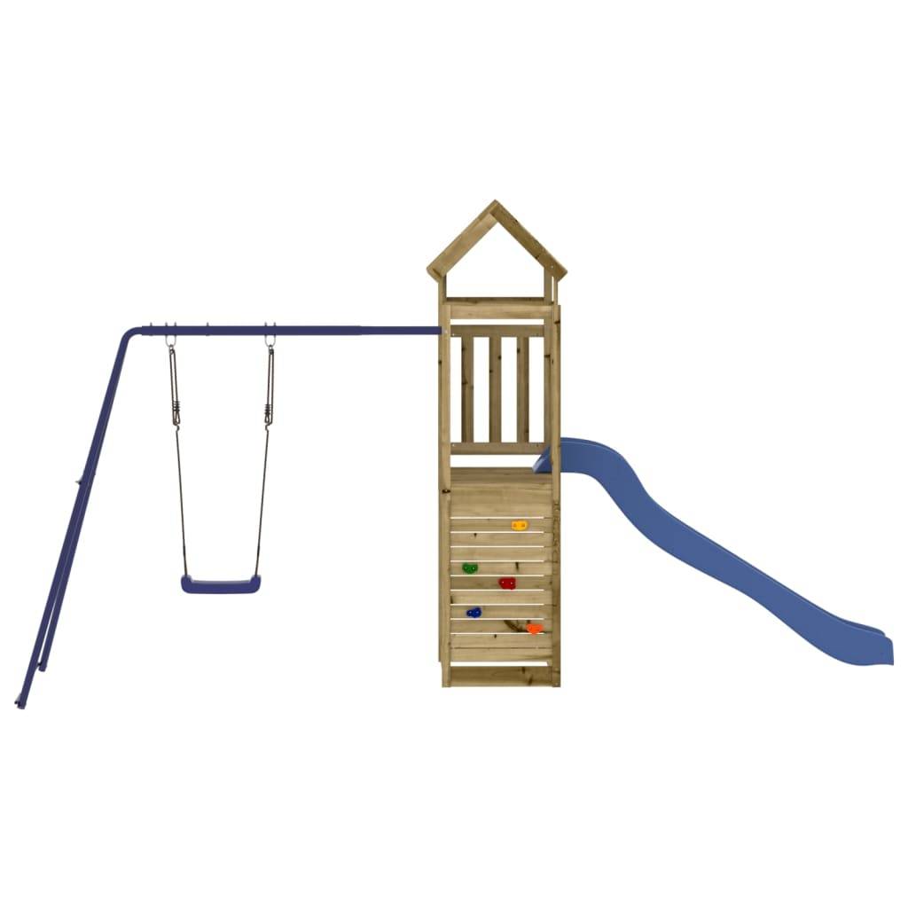 Helloshop26 - Aire de jeux d'extérieur escalade balançoires toboggan portiques robuste jeux jardin 424 x 186 x 214 cm bois de pin imprégné - Imagen 2