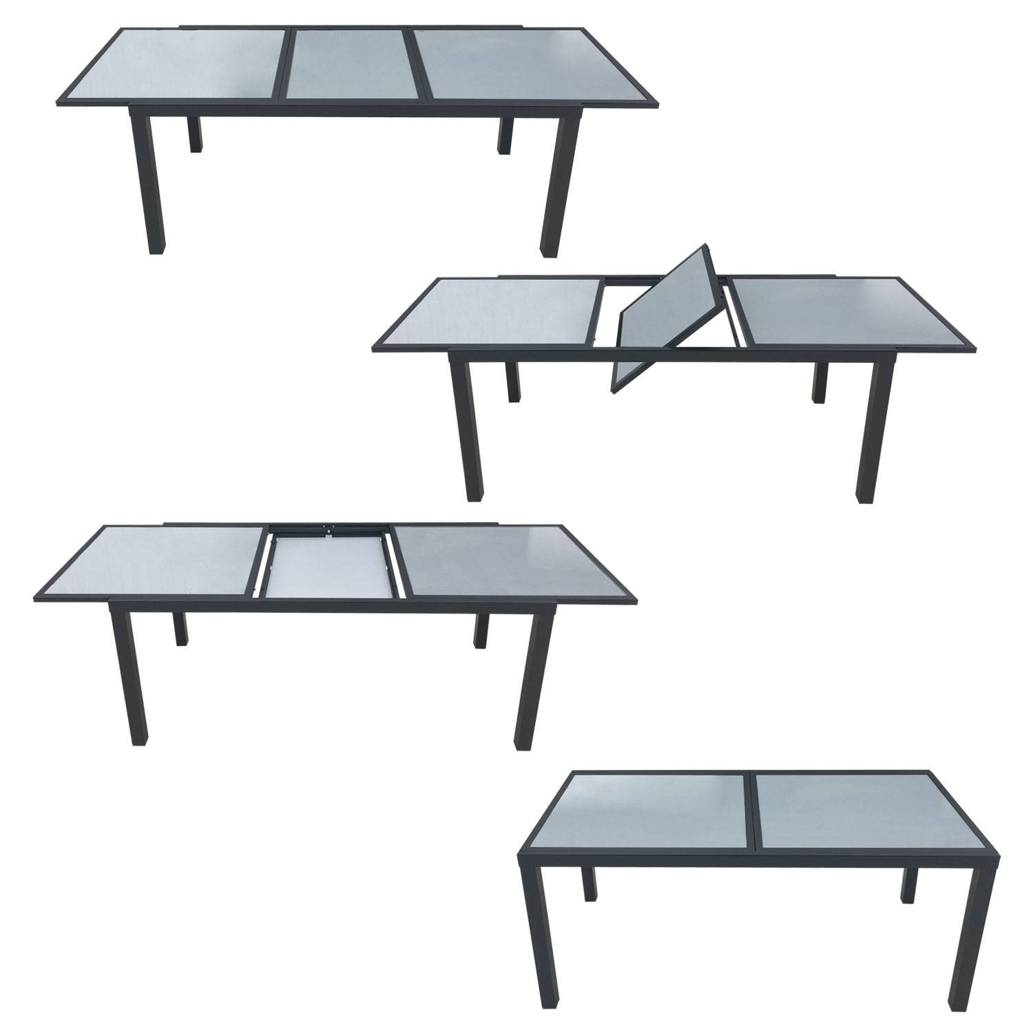 Happy Garden - Salon de jardin FIRENZE extensible en textilène gris 8 places - aluminium anthracite - HAPPY GARDEN - Imagen 3