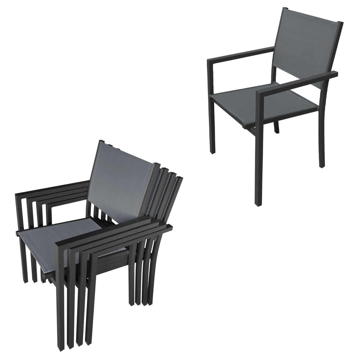 Happy Garden - Salon de jardin FIRENZE extensible en textilène gris 8 places - aluminium anthracite - HAPPY GARDEN - Imagen 5