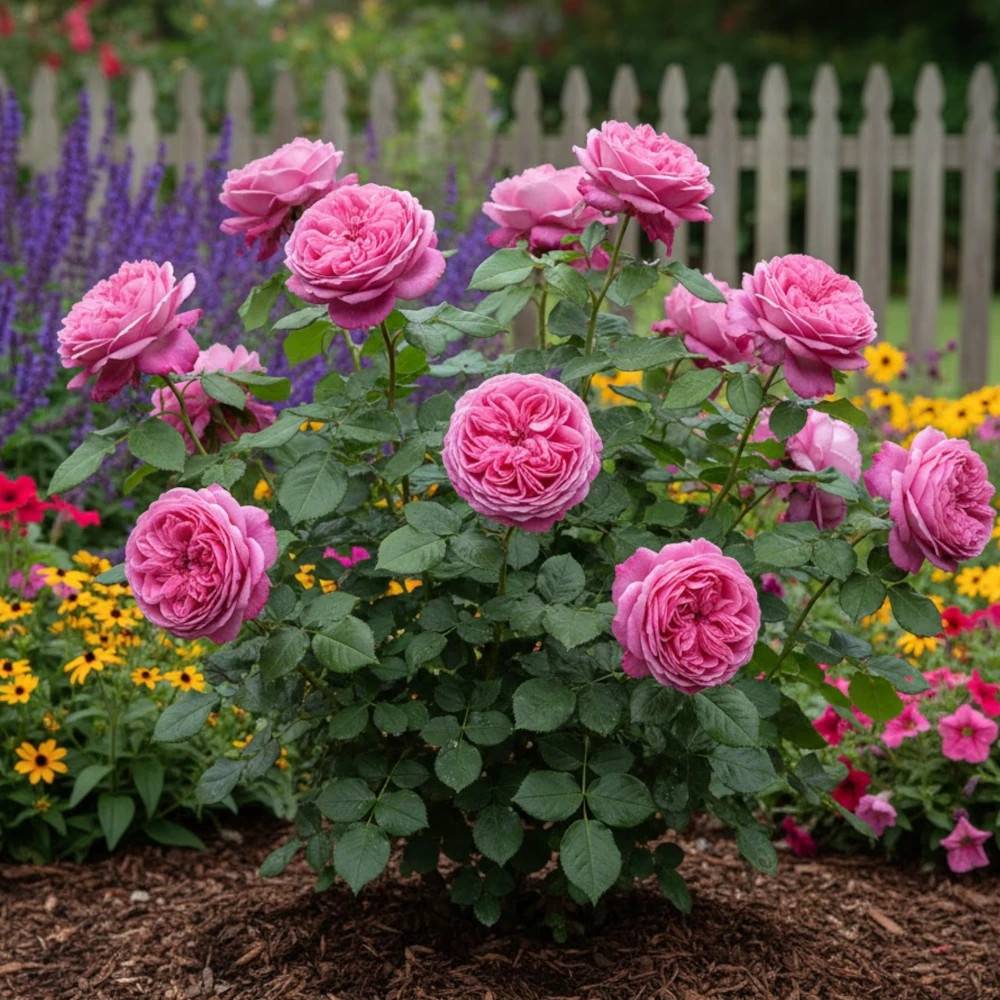 Rosier ancien Paul Neyron à fleurs Rose/ - feuillage Caduc - Pot de 3L - 20/40 cm