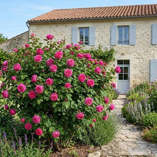 Rosier ancien Paul Neyron à fleurs Rose/ - feuillage Caduc - Pot de 3L - 20/40 cm - Image 3