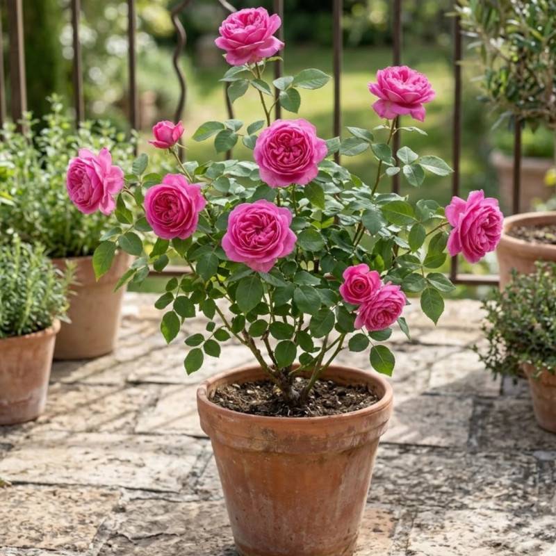 Rosier ancien Paul Neyron à fleurs Rose/ - feuillage Caduc - Pot de 3L - 20/40 cm - Image 5