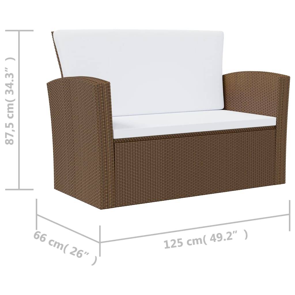 Helloshop26 - Salon de jardin meuble d'extérieur ensemble de mobilier 8 pièces avec coussins résine tressée marron - Imagen 8