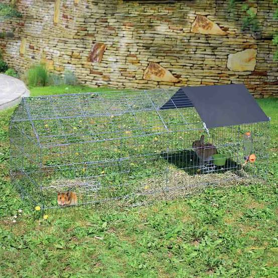 Cage enclos extérieur grillagé 75x180cm pour lapin, cochon d'inde, cobaye... - TERRE JARDIN - Image 4