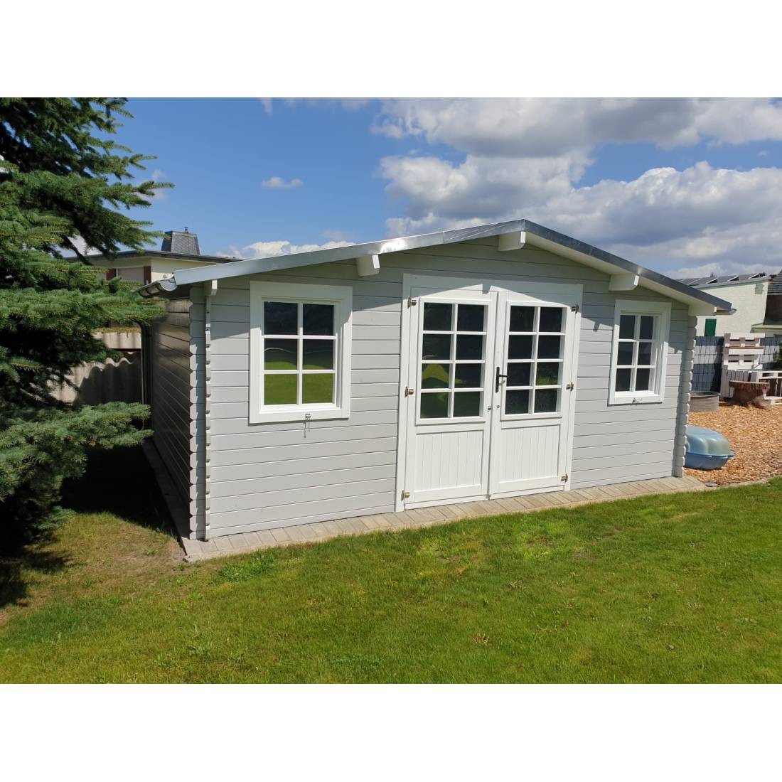 Altanka - Abri de jardin bois naturel 20 m² 5x4 m ép. 28 mm avec double porte et toiture double pente – Altanka - Imagen 7