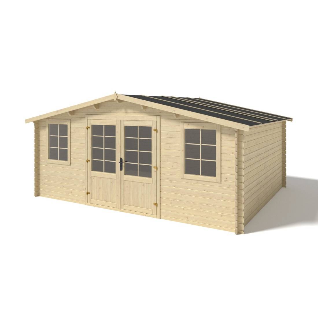 Altanka - Abri de jardin bois naturel 20 m² 5x4 m ép. 28 mm avec double porte et toiture double pente – Altanka - Imagen 2