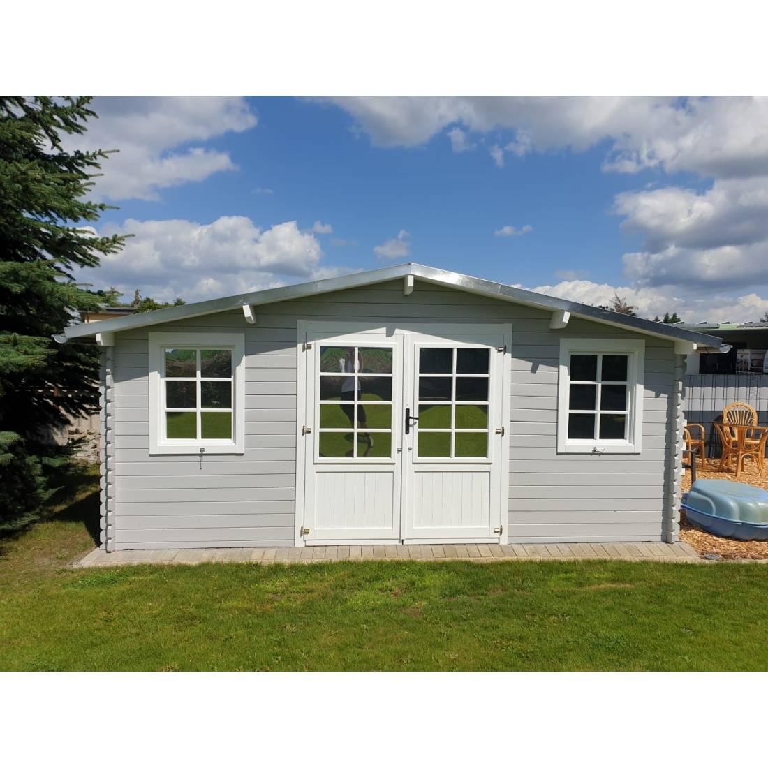 Altanka - Abri de jardin bois naturel 20 m² 5x4 m ép. 28 mm avec double porte et toiture double pente – Altanka - Imagen 6