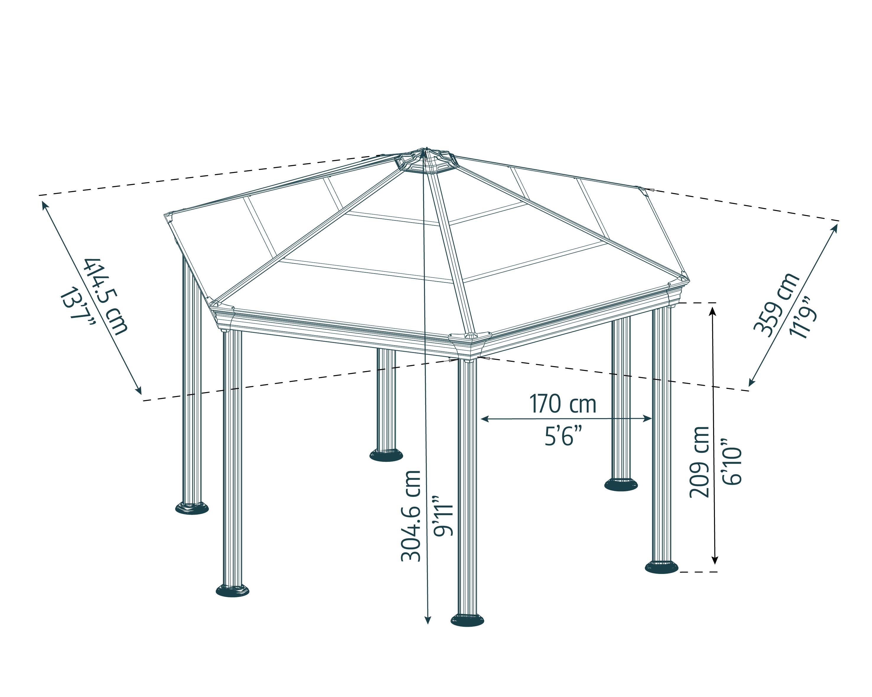 Canopia by Palram - Canopia Tonnelle de jardin hexagonale Romam² 3,6X4 Grise - Imagen 3