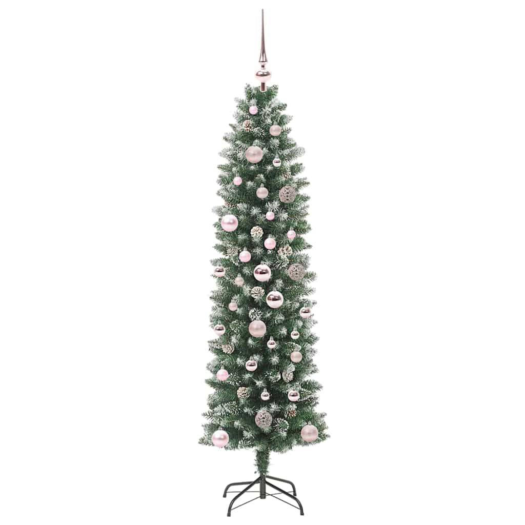 ComfortXL - Sapin Artificiel Gain de Place 150 cm Enneigé, Illuminé 150 LED, avec 61 Boules et 10 Pommes de Pin – ComfortXL Outdoor Living - Image 3