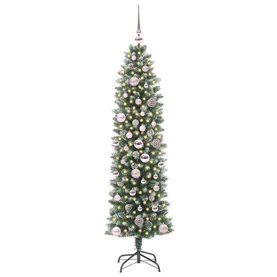 ComfortXL - Sapin Artificiel Gain de Place 150 cm Enneigé, Illuminé 150 LED, avec 61 Boules et 10 Pommes de Pin – ComfortXL Outdoor Living - Image 2