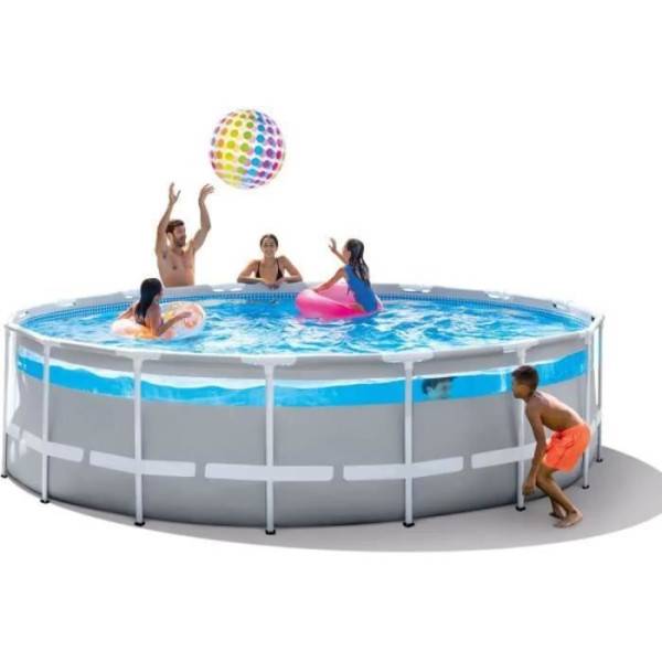 Intex - Kit Piscine hors sol tubulaire INTEX - Pris Frame - 488 x 122 cm - Ronde (Pompe, bâche, tapis de sol et échelle) - 26730NP - Image 2
