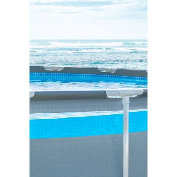 Intex - Kit Piscine hors sol tubulaire INTEX - Pris Frame - 488 x 122 cm - Ronde (Pompe, bâche, tapis de sol et échelle) - 26730NP - Image 5