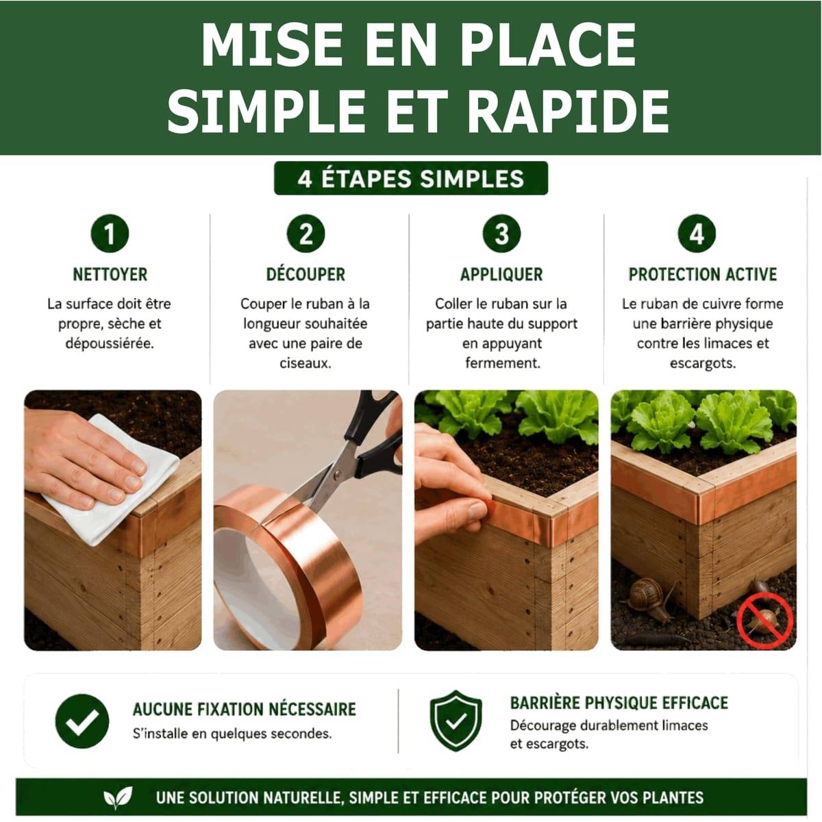 Tout pour les nuisibles - 10 Rubans de Cuivre Anti-Limaces et Escargots SOLU'LIMACES – Barrière Physique Adhésive pour Potager, Jardinières, Pots et Bacs de Culture – 4mx3cm - Image 6