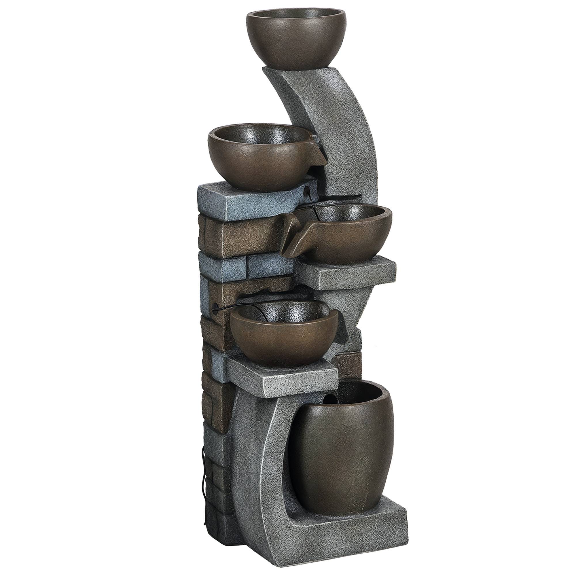 Fontaine de jardin résine gris marron 37 x 35 x 107 cm - PANGIVO - Image 1