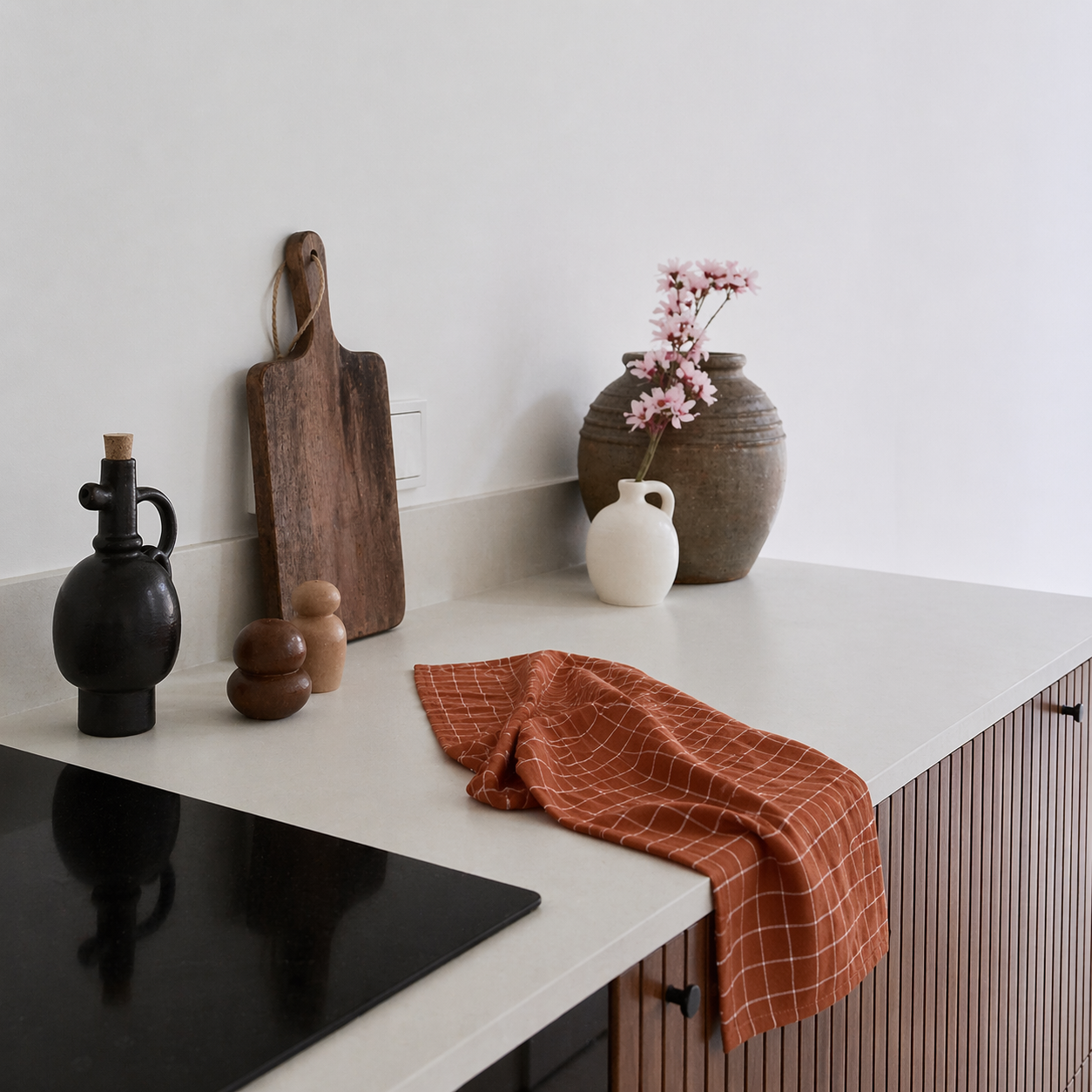 Home Maison - Torchon de cuisine en coton à motif carreaux - HOME MAISON - Coton - Terracotta - Image 5