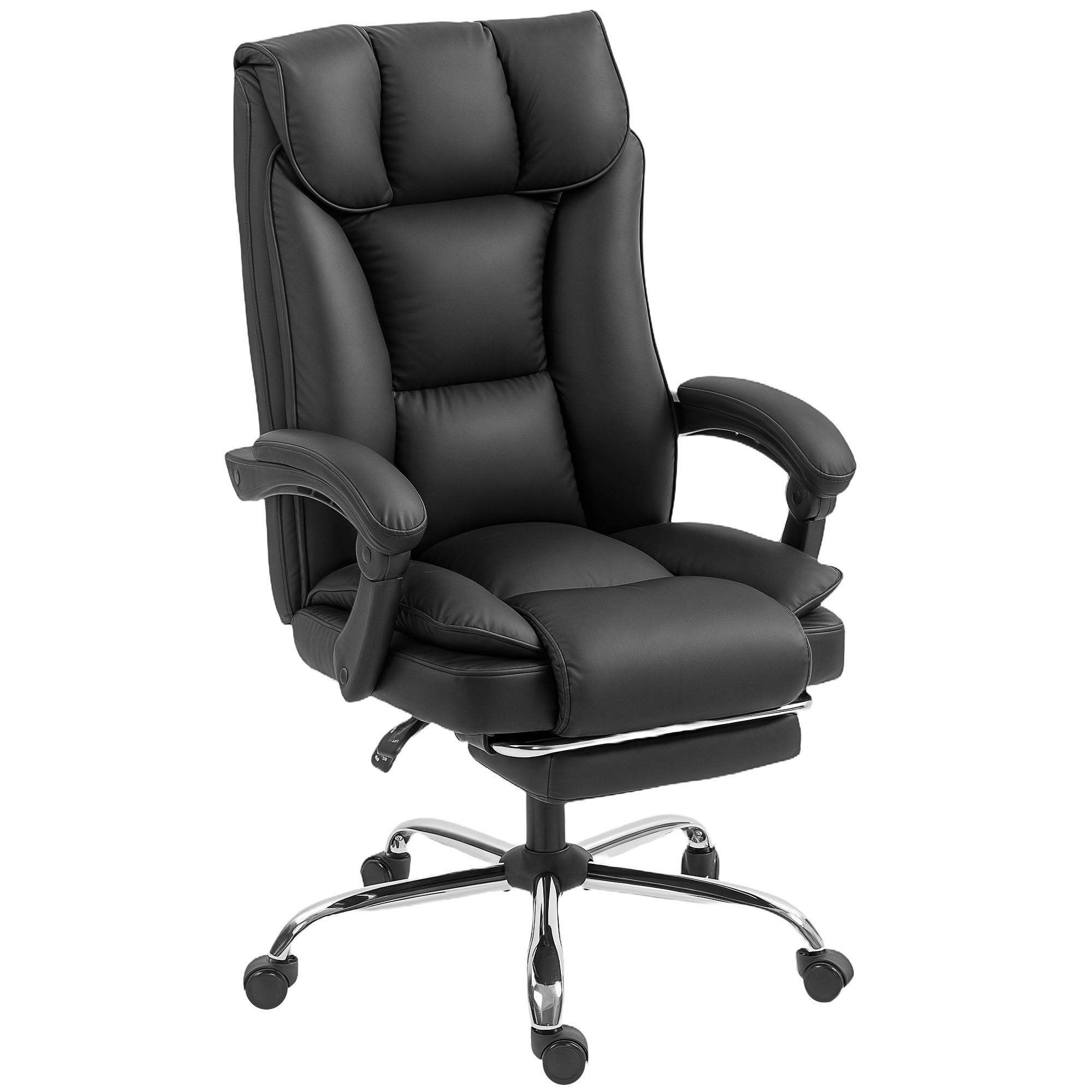 Sans Marque - Chaise de bureau ergonomique, fauteuil de bureau inclinable avec repose-pieds, hauteur réglable, pivotante 360°, noir