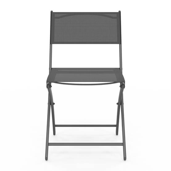 Lot de 6 chaises de jardin pliantes BASTIA métal et textilène gris anthracite - Image 4