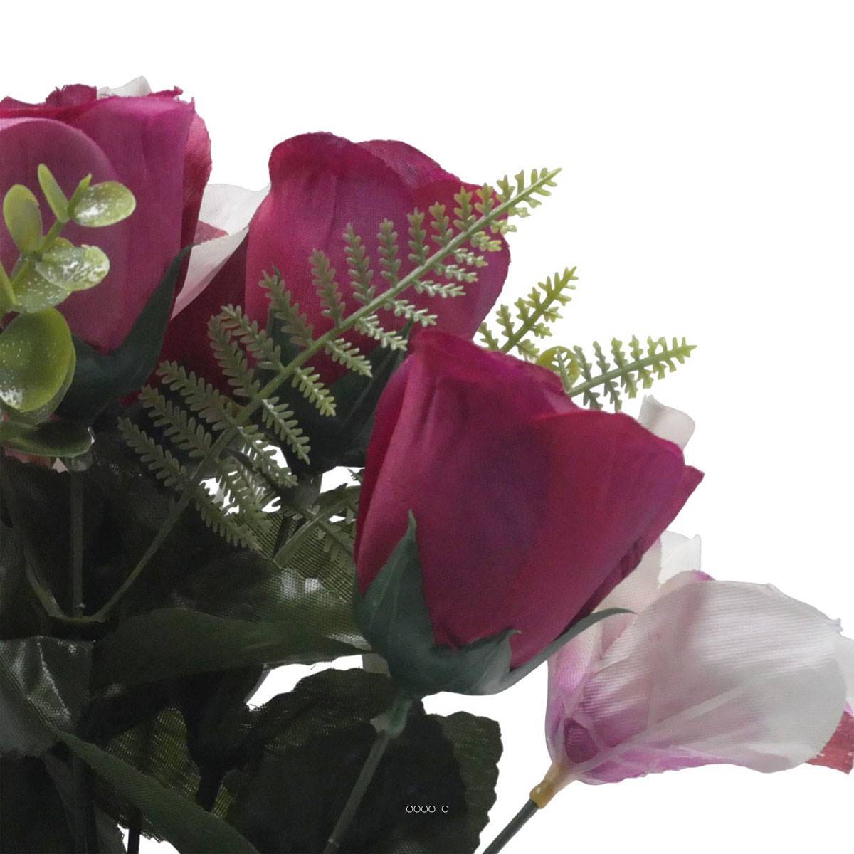 Artificielles - Pot de Rose, Lys et Orchidée artificiels pour la Toussaint Pourpre - couleur: Pourpre - Imagen 3