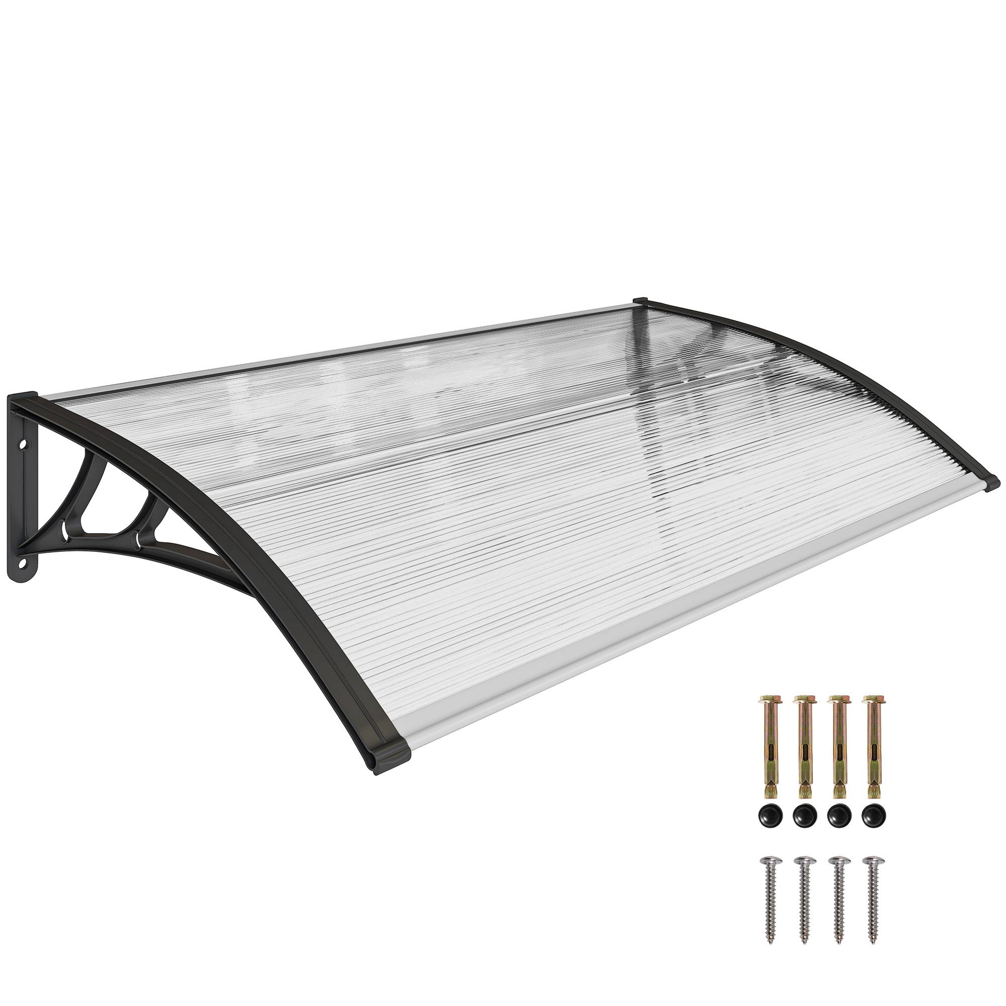 Store transparent 110x60 cm en polycarbonate et aluminium, protection design sobre pour porte et fenêtre pratique et compact