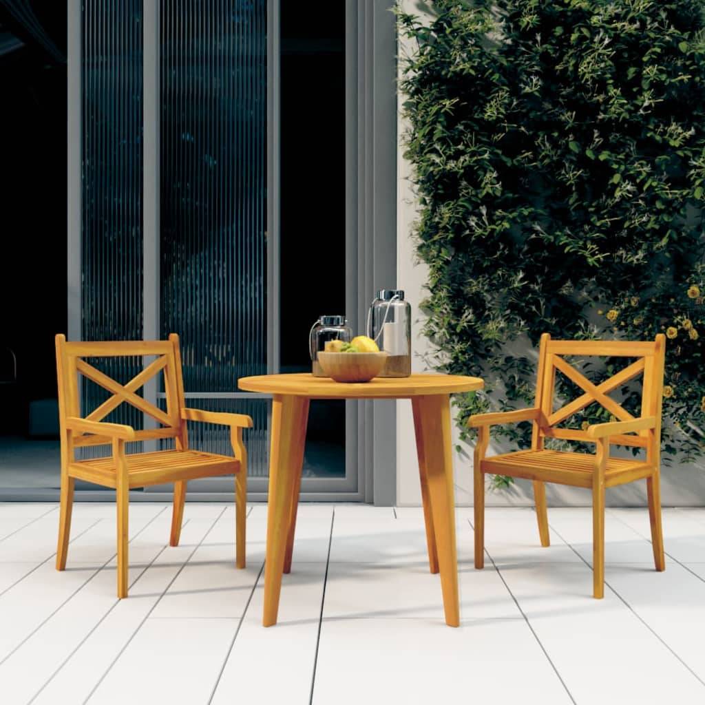 Maison Chic - Ensemble de 3 pcs table de jardin avec chaises - mobilier de jardin Bois d'acacia solide-JU2728 - Image 2
