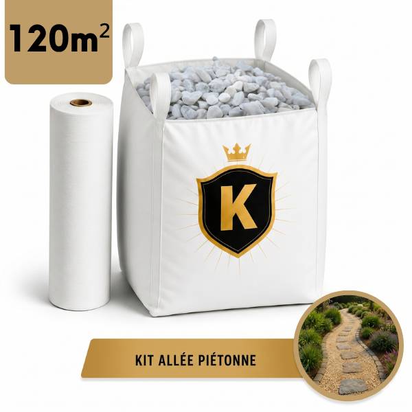 Kit allée piétonne Galet Blanc 8/12 - 120 m² - Image 1