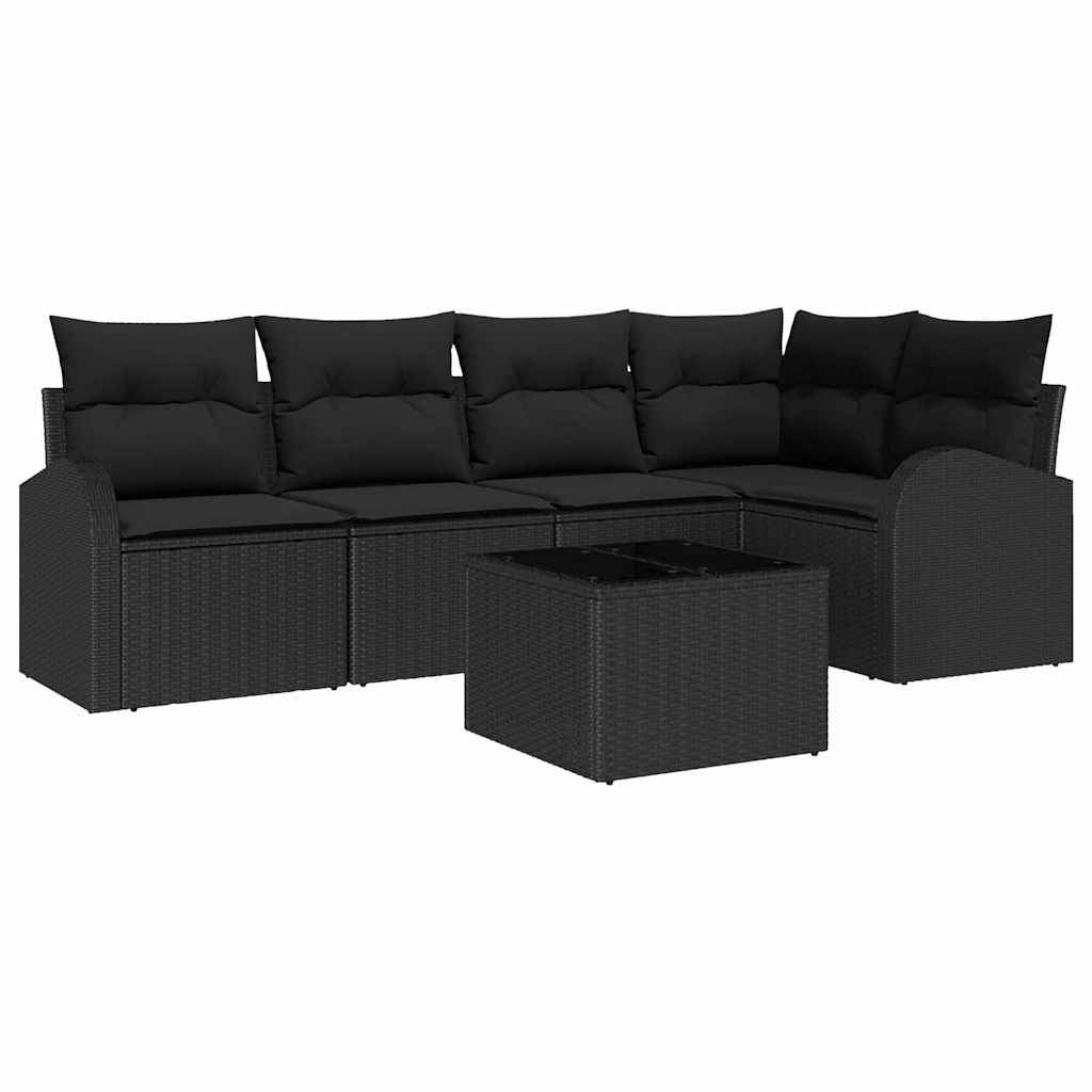 Salon de Jardin 5 Places en Polyrotin Tressé avec Table Basse et Coussins pour Terrasse Noir – ComfortXL Outdoor Living - Image 2