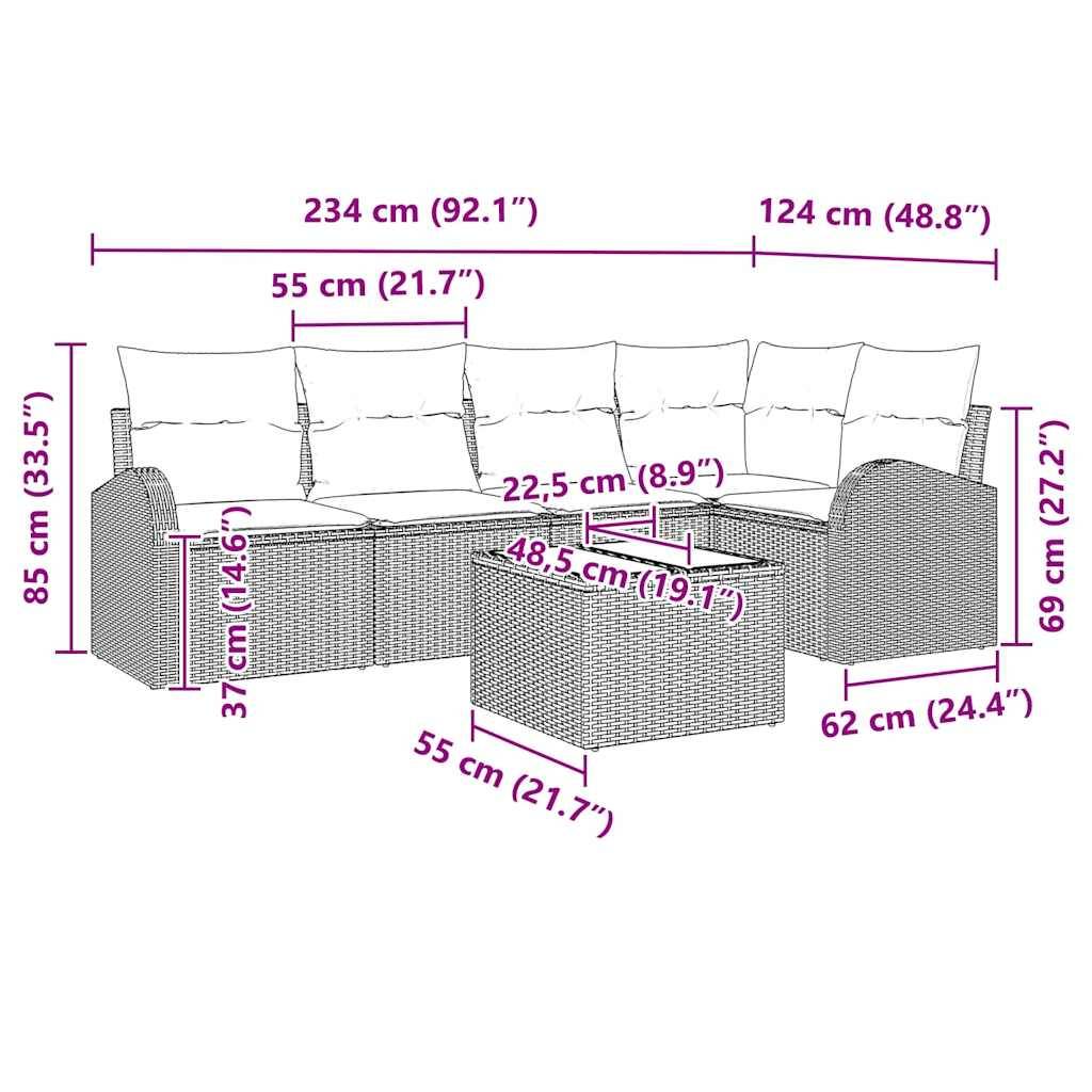 Salon de Jardin 5 Places en Polyrotin Tressé avec Table Basse et Coussins pour Terrasse Noir – ComfortXL Outdoor Living - Image 5