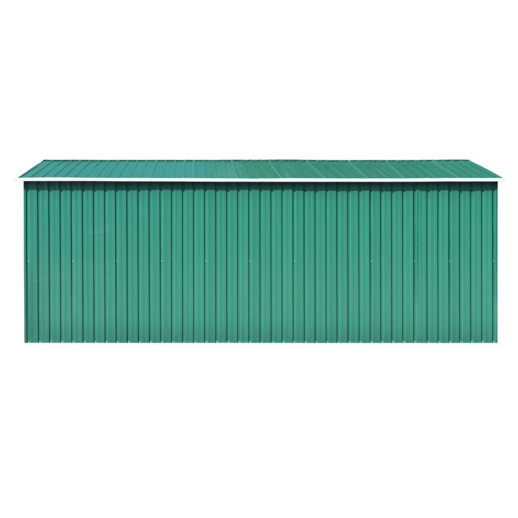 Helloshop26 - Abri de jardin cabane cabanon maison de stockage remise extérieur hangar outils robuste 257 x 489 x 181 cm métal vert - Imagen 4