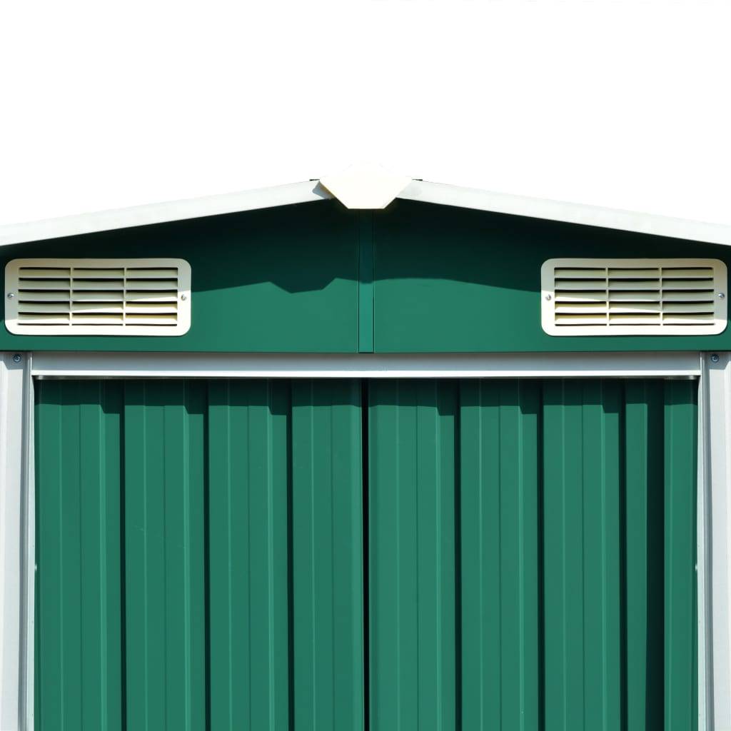 Helloshop26 - Abri de jardin cabane cabanon maison de stockage remise extérieur hangar outils robuste 257 x 489 x 181 cm métal vert - Imagen 5