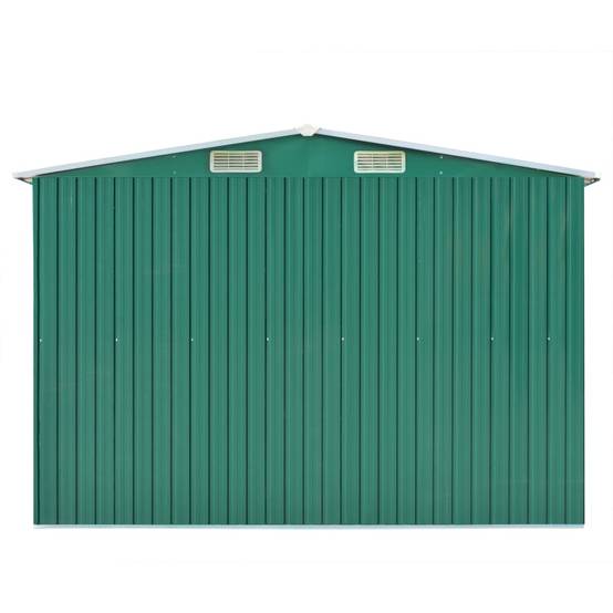 Helloshop26 - Abri de jardin cabane cabanon maison de stockage remise extérieur hangar outils robuste 257 x 489 x 181 cm métal vert - Imagen 3