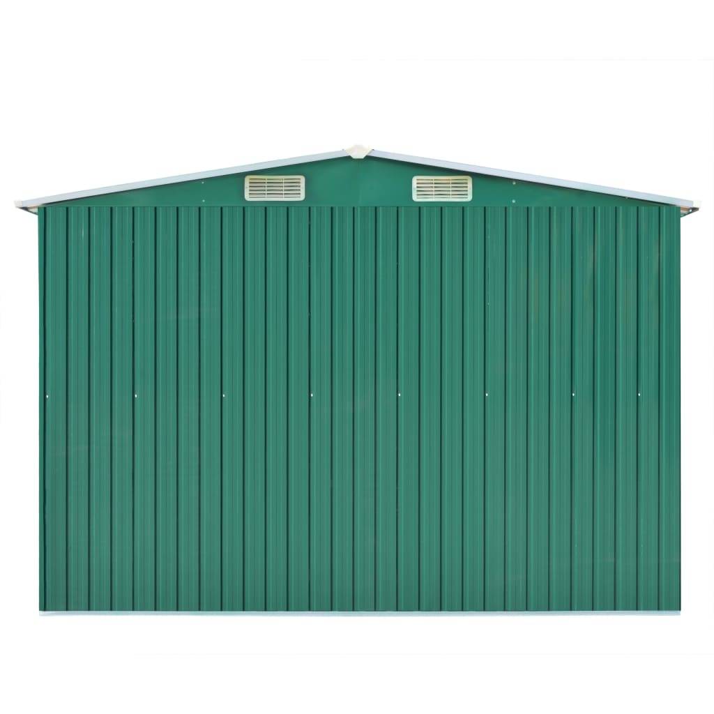 Helloshop26 - Abri de jardin cabane cabanon maison de stockage remise extérieur hangar outils robuste 257 x 489 x 181 cm métal vert - Imagen 3