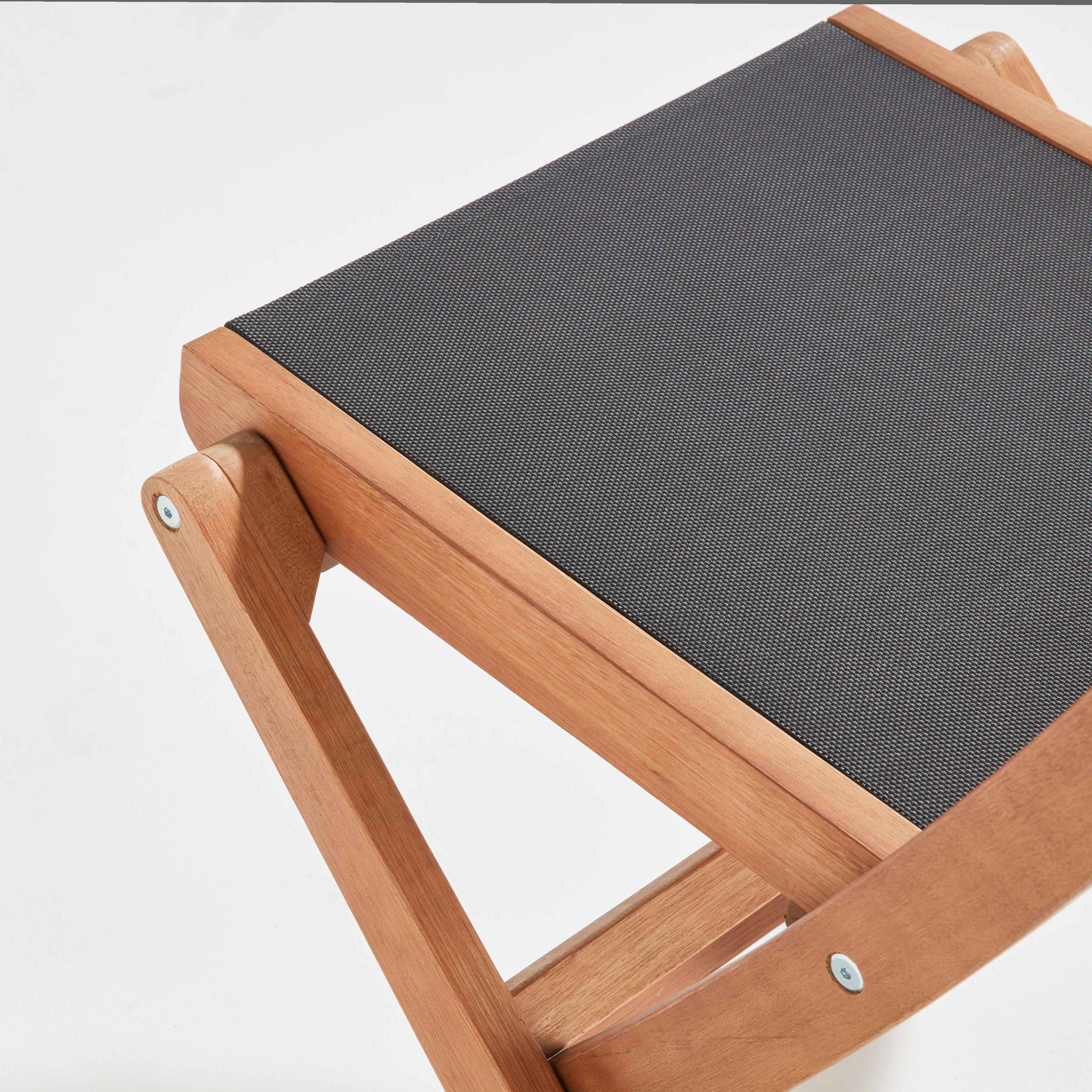 Oviala - Lot de 2 chaises pliantes en bois d'eucalyptus et textilène noir Sete - Oviala - Image 6