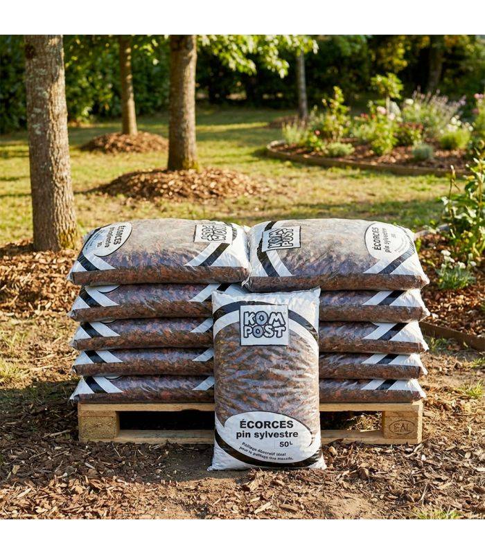 Paillage d'écorce de pin bio protection des racines 10x50L RACINE PRO186-10x50