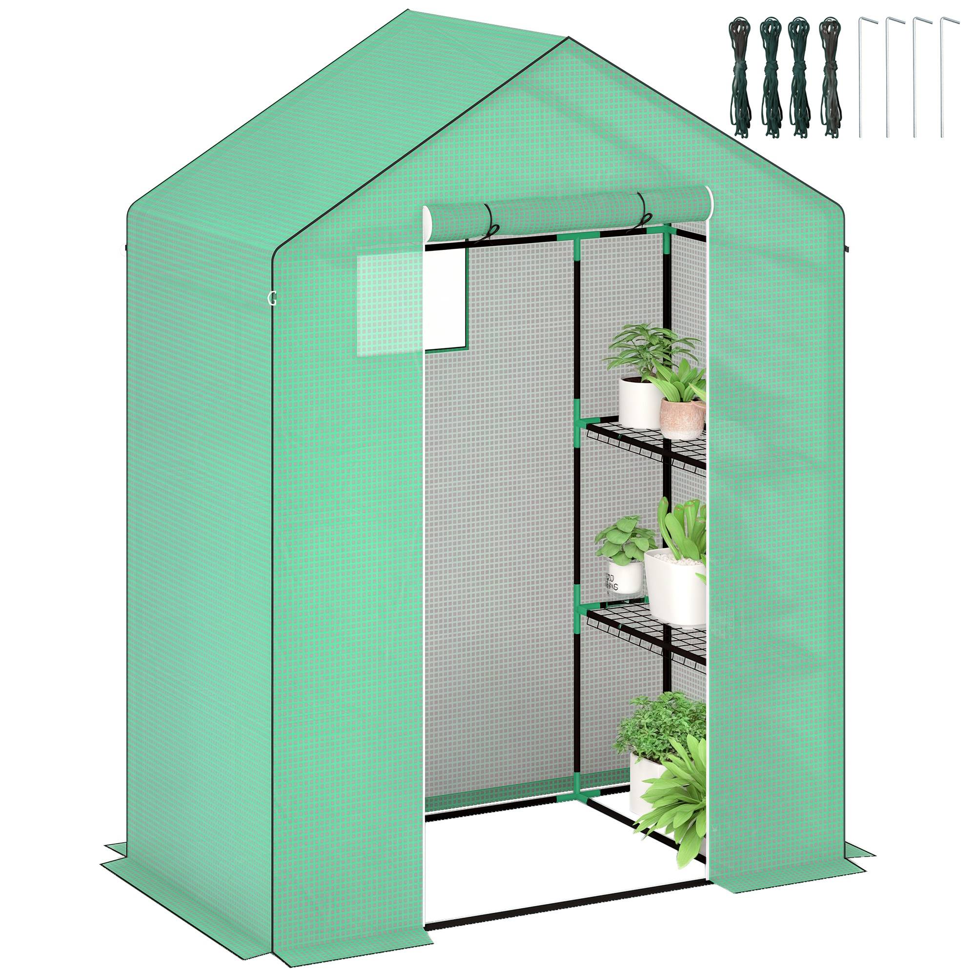 Serre de jardin acier pour extérieur protection plantes 143x74x190cm vert - ComfortXL Outdoor Living - Image 1