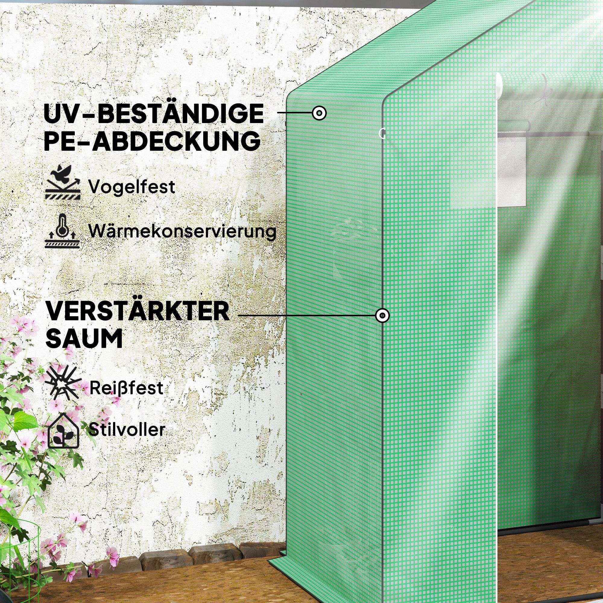 Serre de jardin acier pour extérieur protection plantes 143x74x190cm vert - ComfortXL Outdoor Living - Image 7