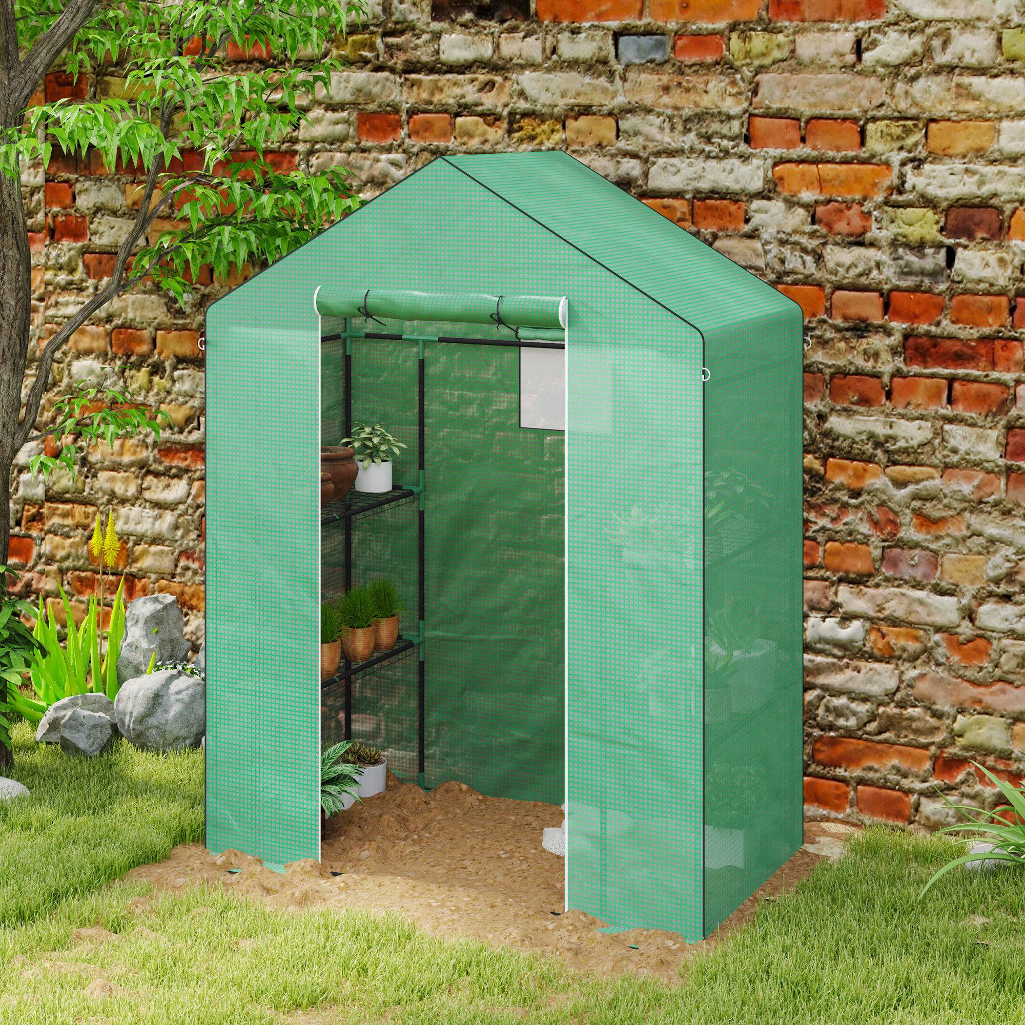 Serre de jardin acier pour extérieur protection plantes 143x74x190cm vert - ComfortXL Outdoor Living - Image 10