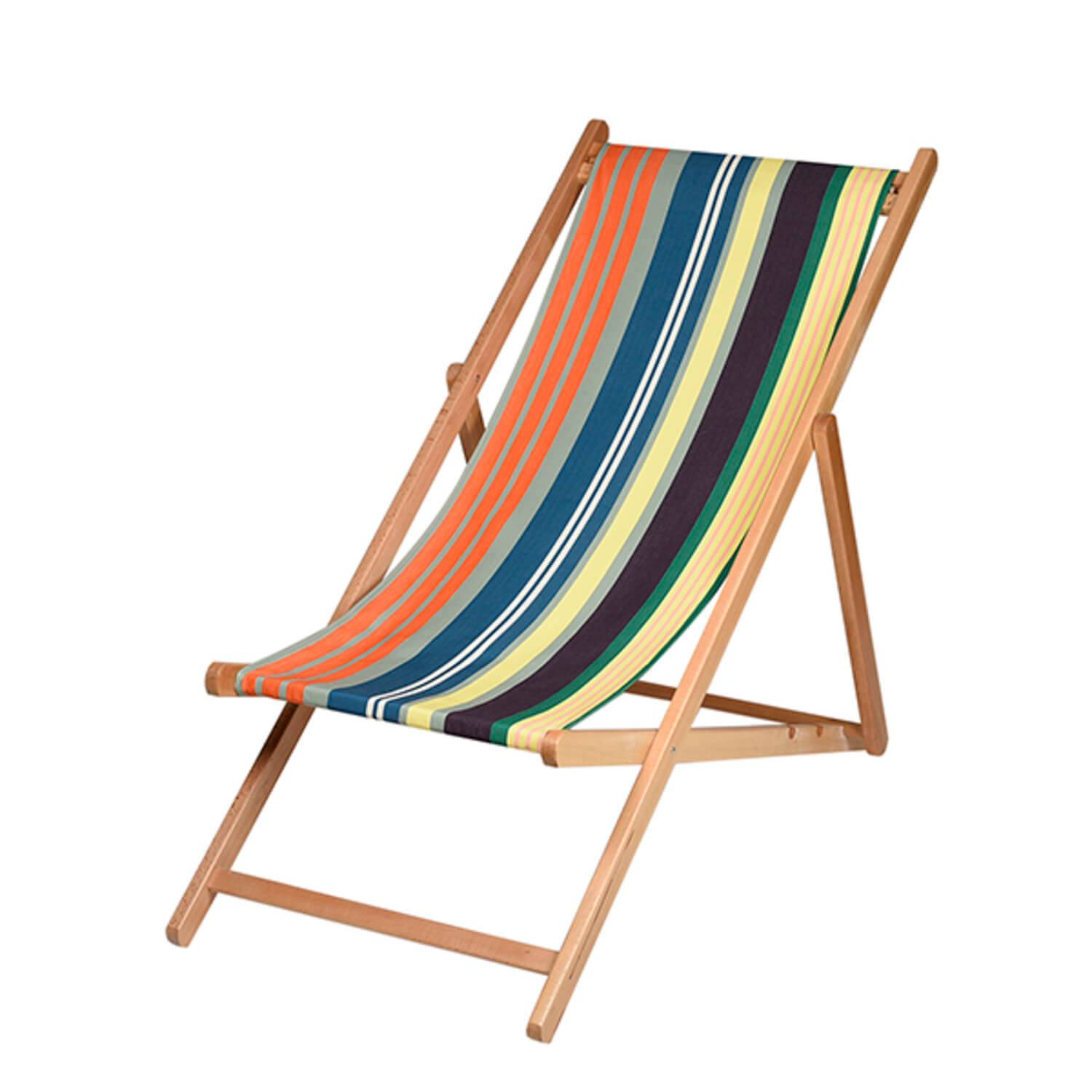 Autre - Lot de 2 chiliennes XL pliantes règlables - 100 % coton - bois hêtre - multicolore - SAAS - Imagen 1
