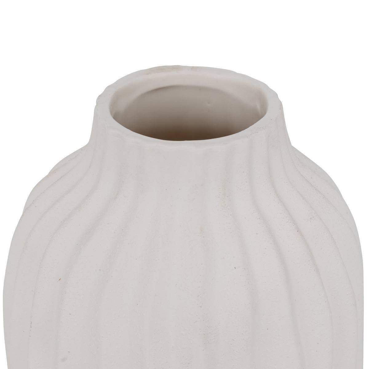 Atmosphera - Vase strié "Fernan" céramique blanc H22cm - Atmosphera Créateur d'intérieur - Image 3