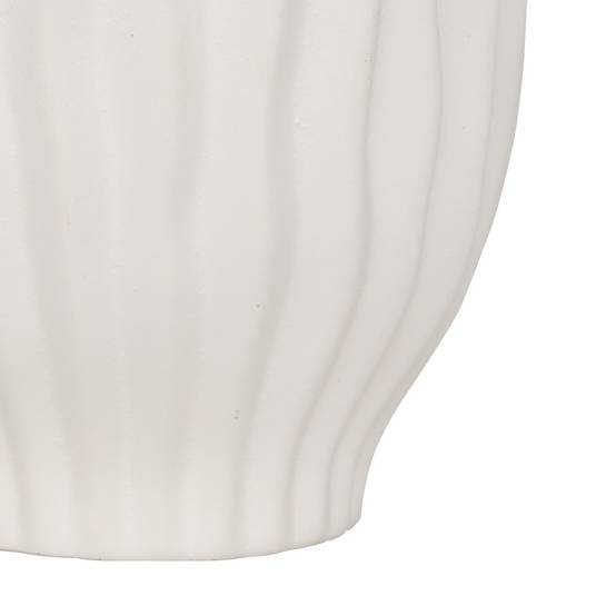 Vase haut strié en céramique texturée Blanc mat D. 15 x H. 22 cm - Image 3